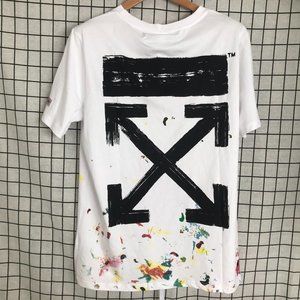off-white white printed short sleeve T-shirt